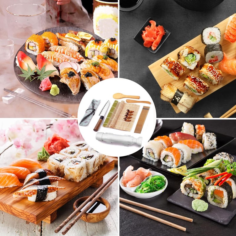 TIMDAM Sushi Making Kit for Beginners, All in One Sushi Maker Set with Sushi Mats Bamboo Roller, Sushi Bazooka, Chopsticks, Paddle, Spreader, Sushi Knife, Chopsticks Holder, Sushi Kit for Home - Image 4